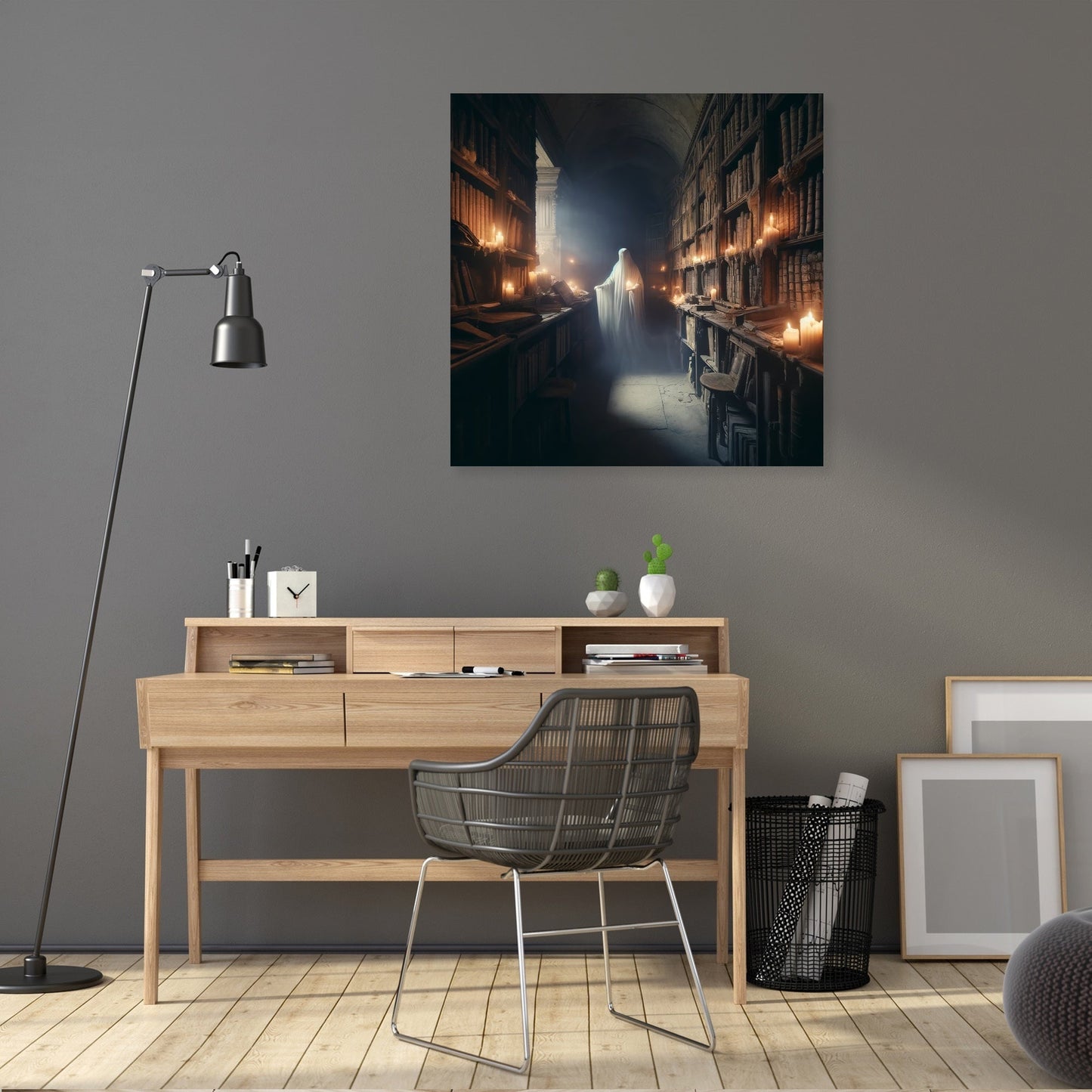 Ghostly Scholar's Library Canvas