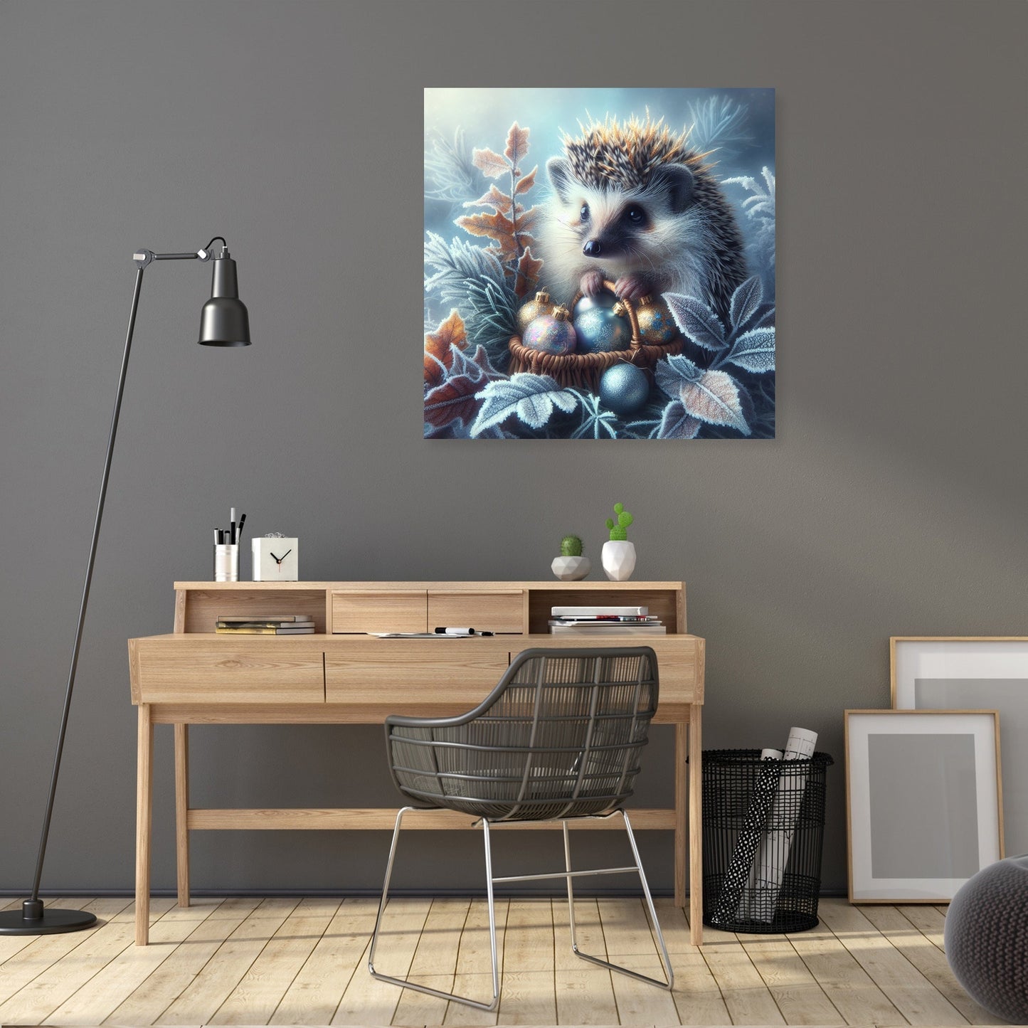 Festive Morning Hedgehog Canvas