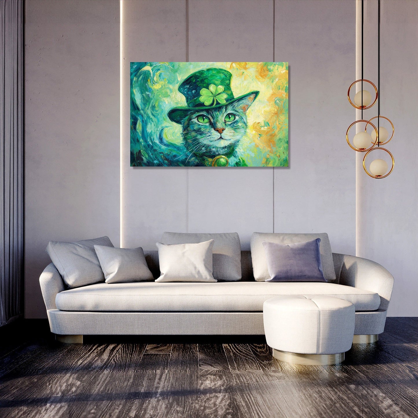 Lucky Leprechaun Cat Canvas