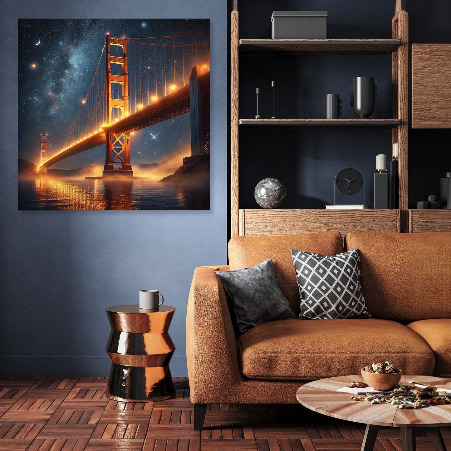 Golden Gate Starry Night Canvas
