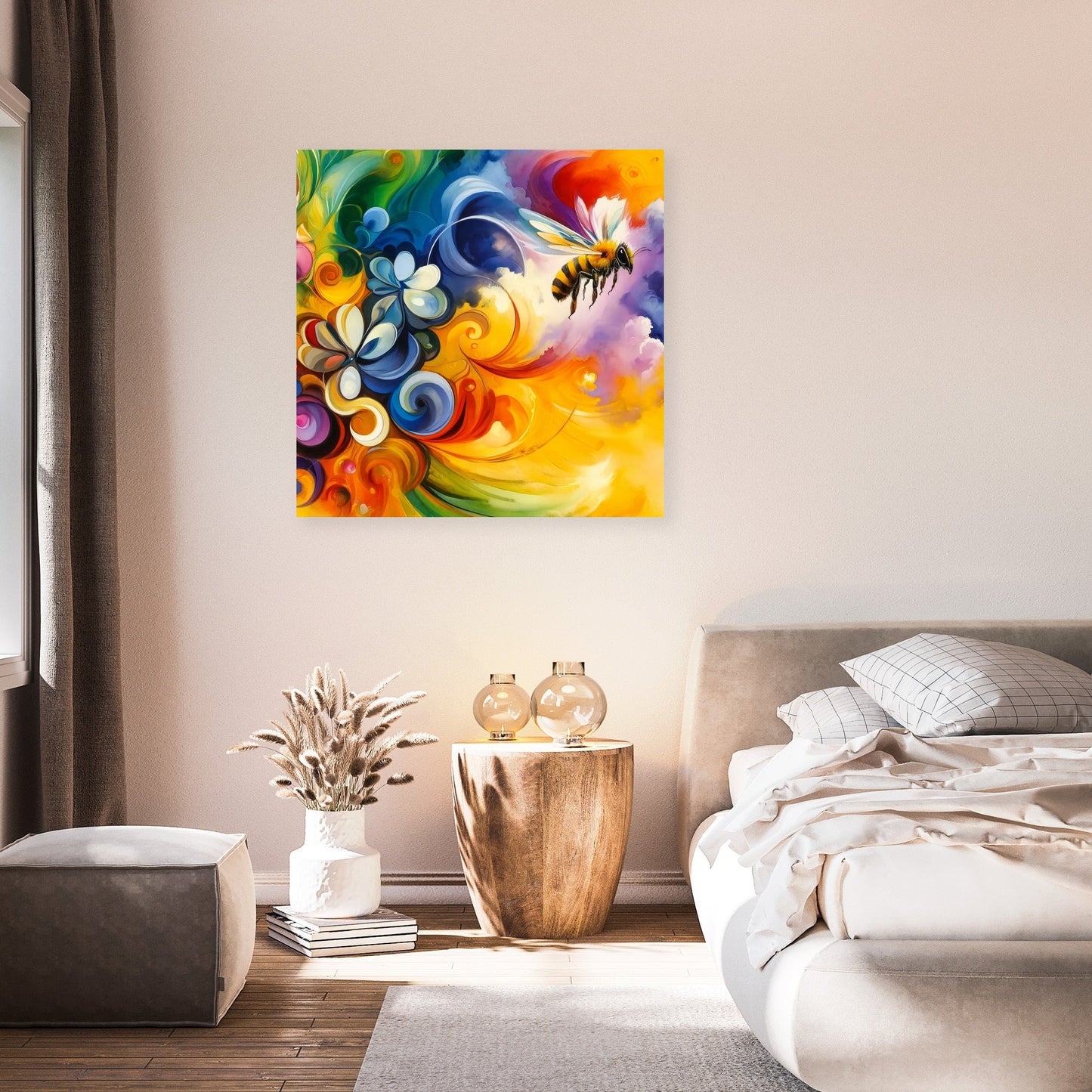 Vibrant Pollination Bee Canvas