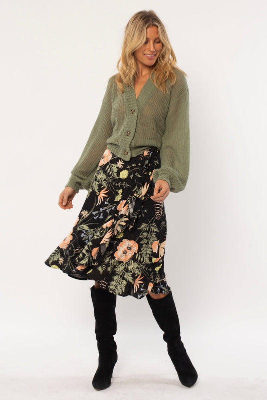 Amuse Society Holly woven midi skirt - black fade