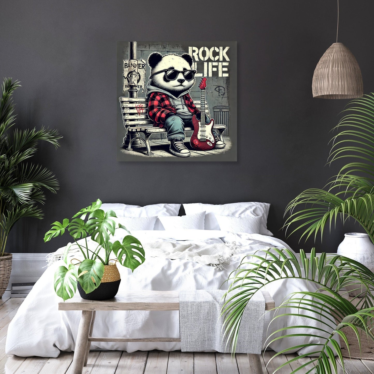Rock Star Panda Canvas