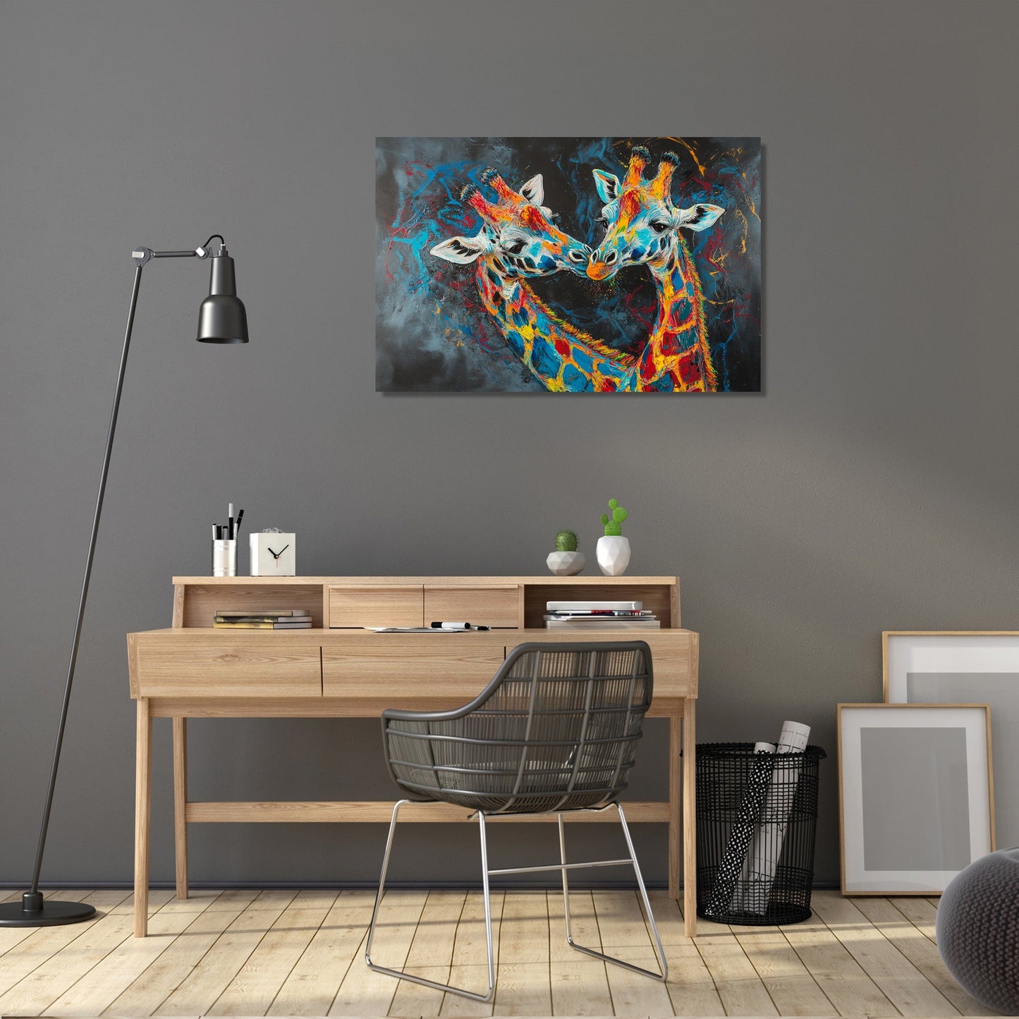 Vibrant Giraffe Duet Canvas