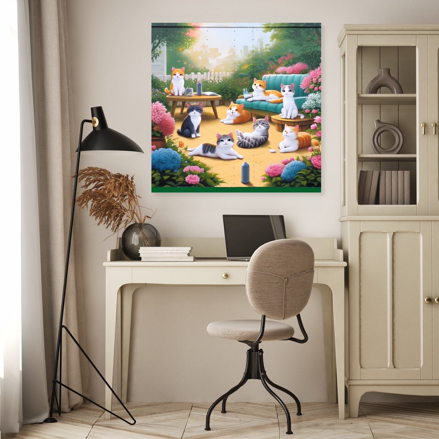 Playful Garden Cats Canvas