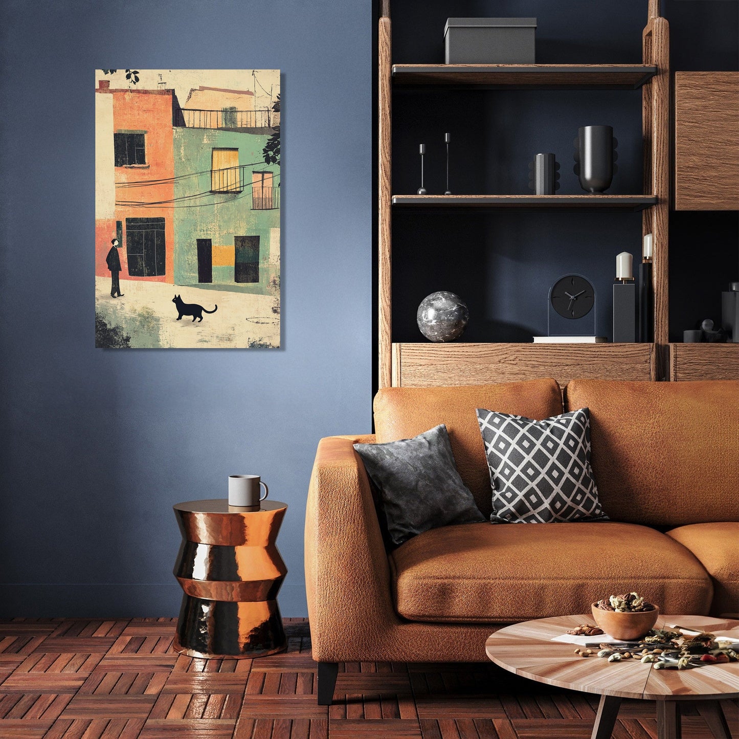 Black Cat Crossing Canvas