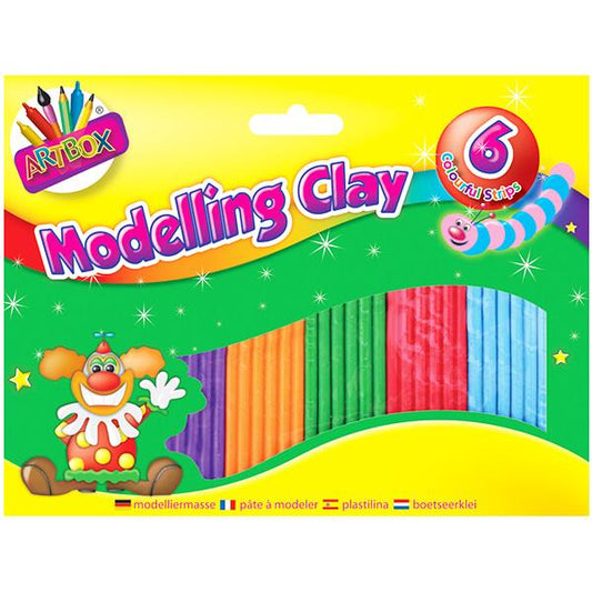 Children's Pack of 6 Non-Toxic Colourful Modelling Clay Strips