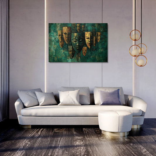 Tribal Masks Forest Canvas