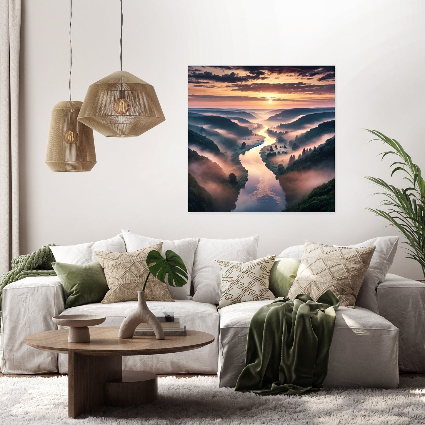 Misty Valley Sunrise Canvas