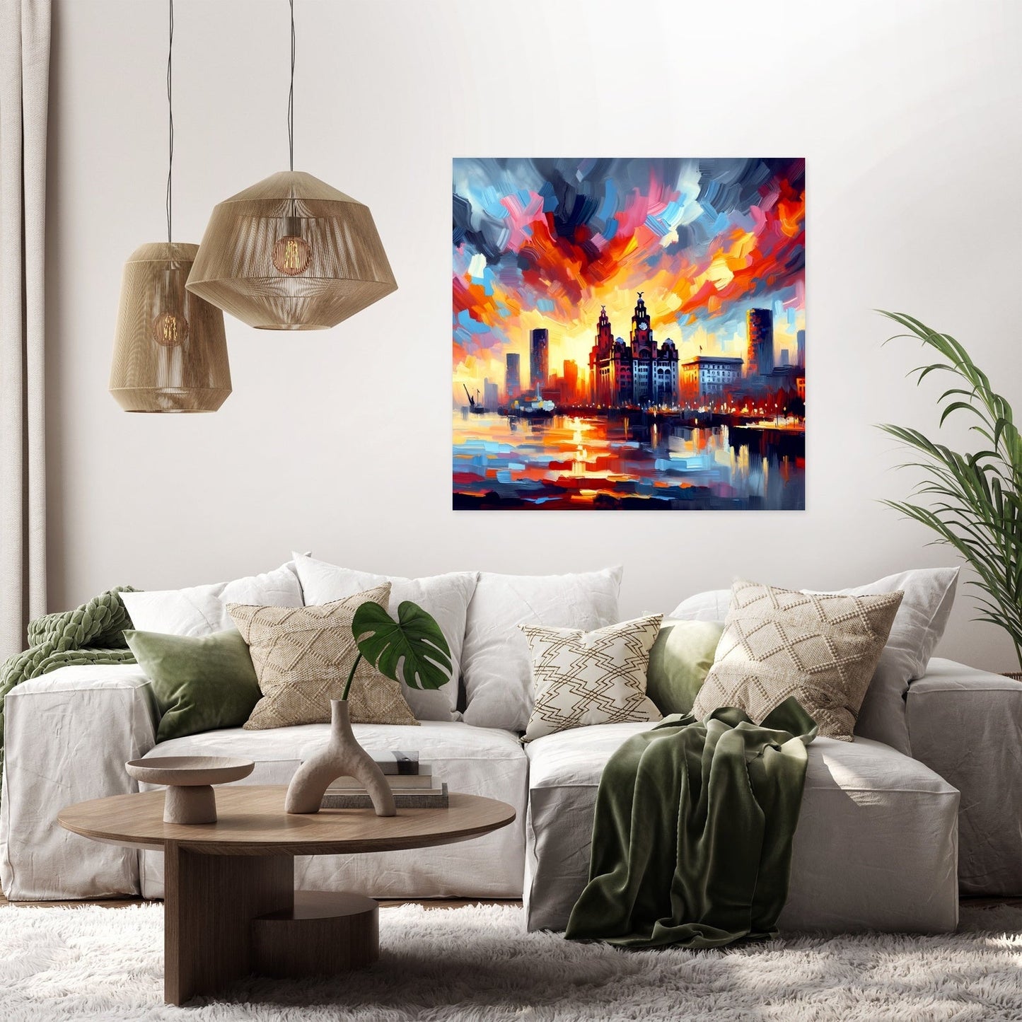 Expressionist Sunset Liverpool Skyline Canvas