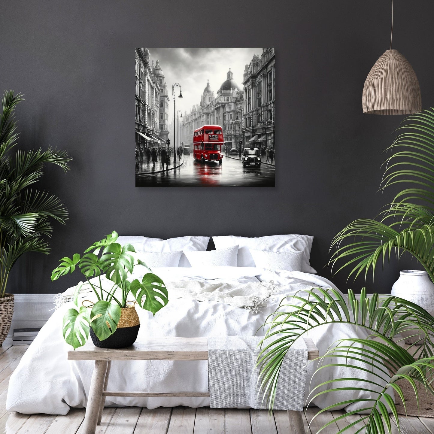 Red Essence of London Canvas