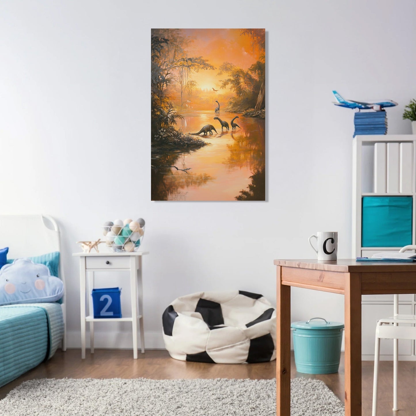 Dinosaurs on Shimmering Canvas
