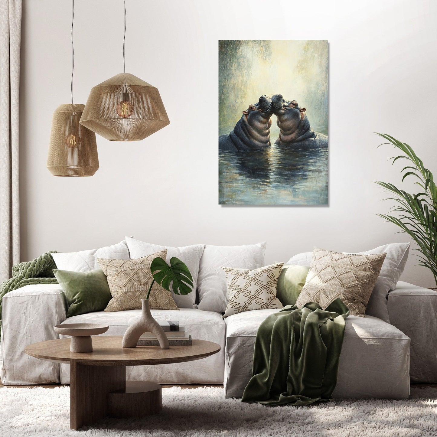 Pastel Hippo Harmony Canvas