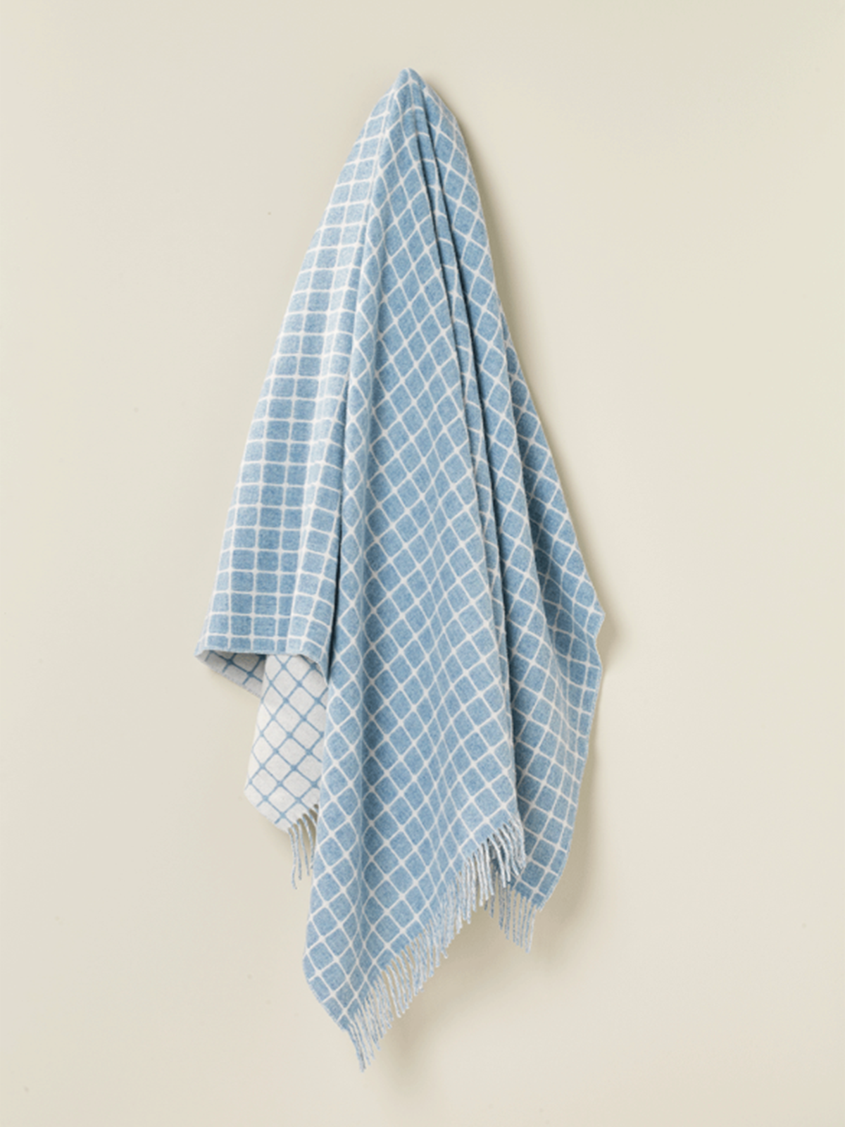 Athens Check Merino Lambswool Throw - Aqua