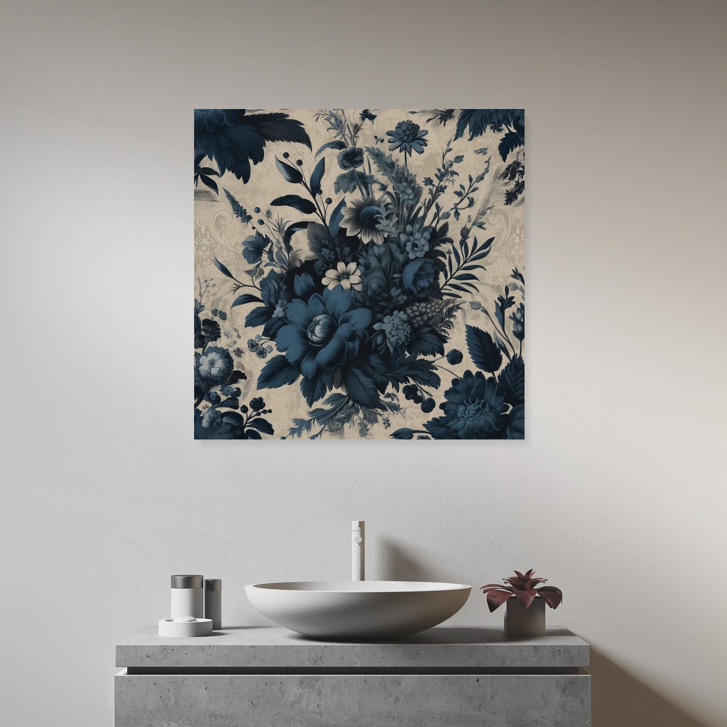 Vintage Navy Botanicals Canvas