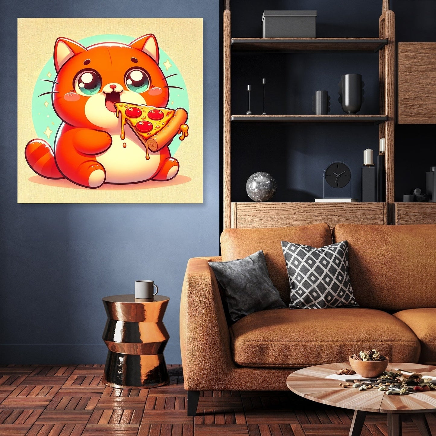 Pizza Loving Cat Canvas