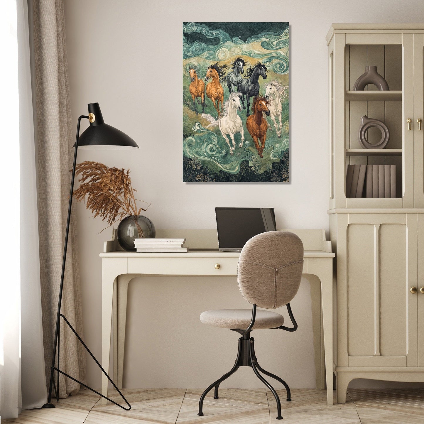 Lucky Running 7 Horses Canvas