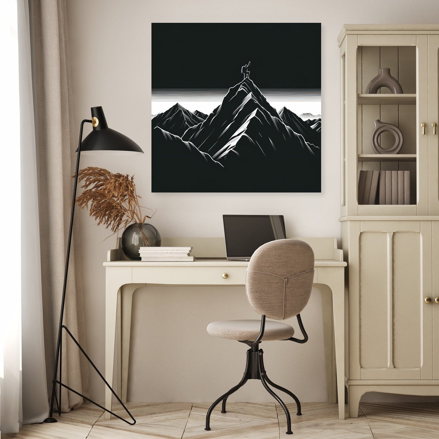 Mountaineering Adventure in Dark Tones Canvas