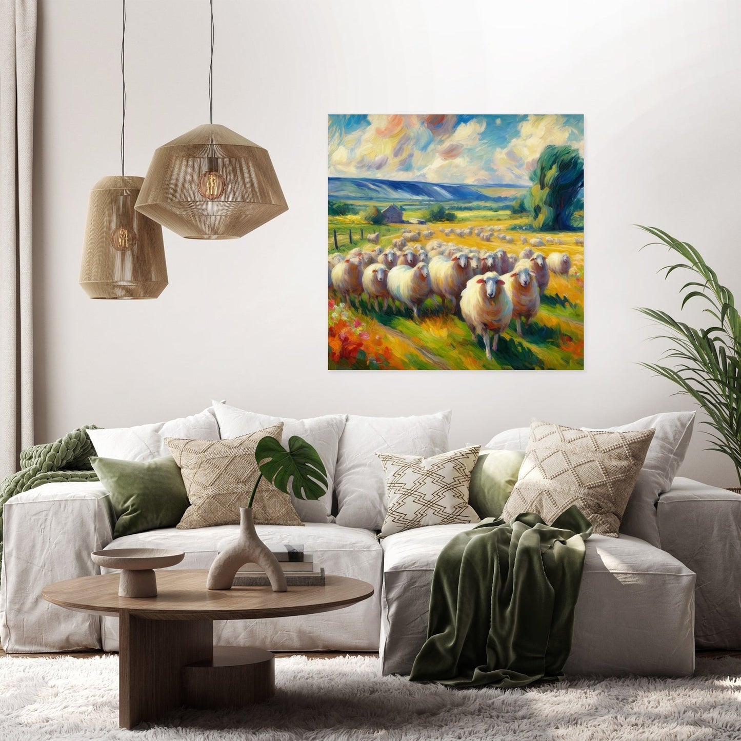 Vivid Pasture Sheep Canvas