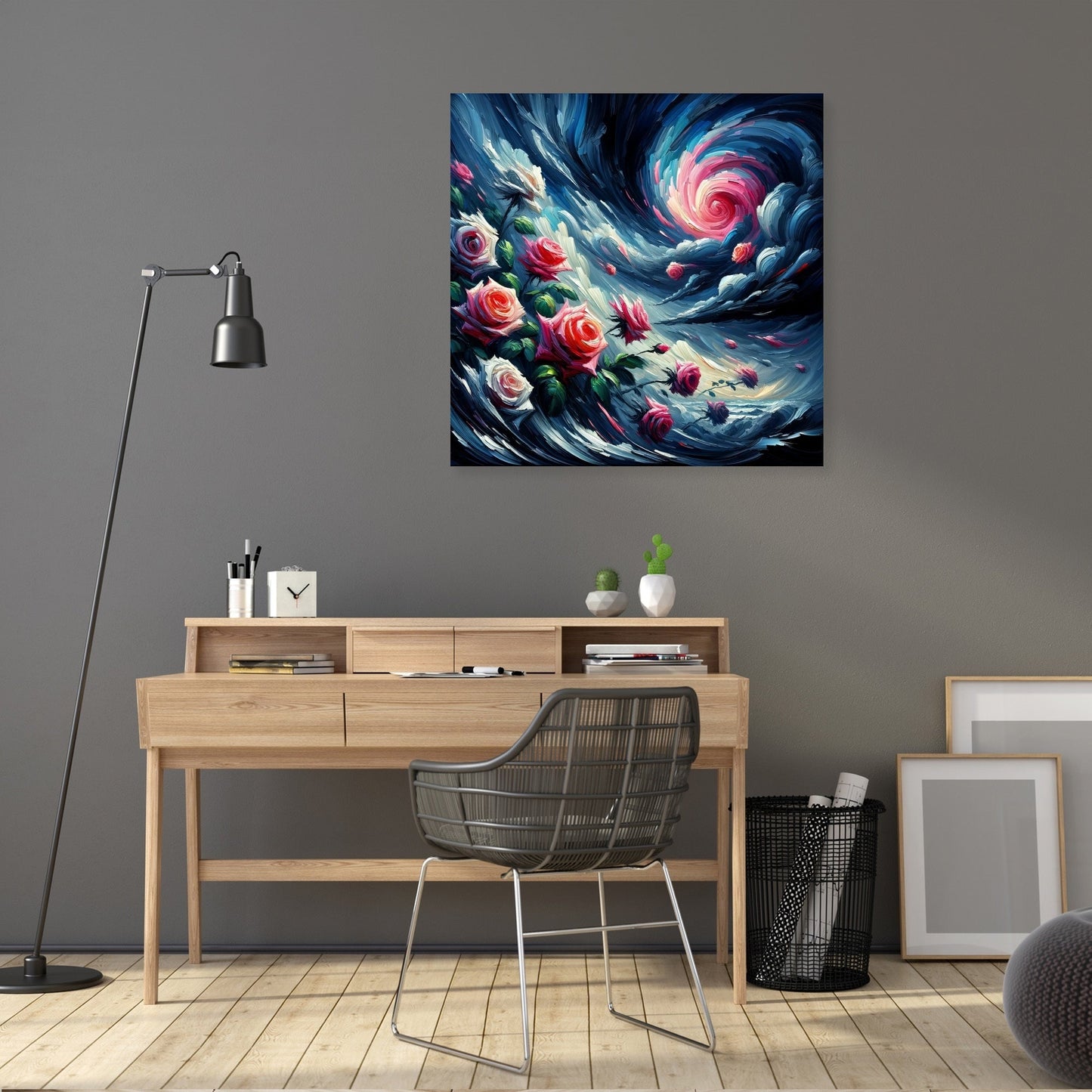 Expressionist Rose Storm Canvas