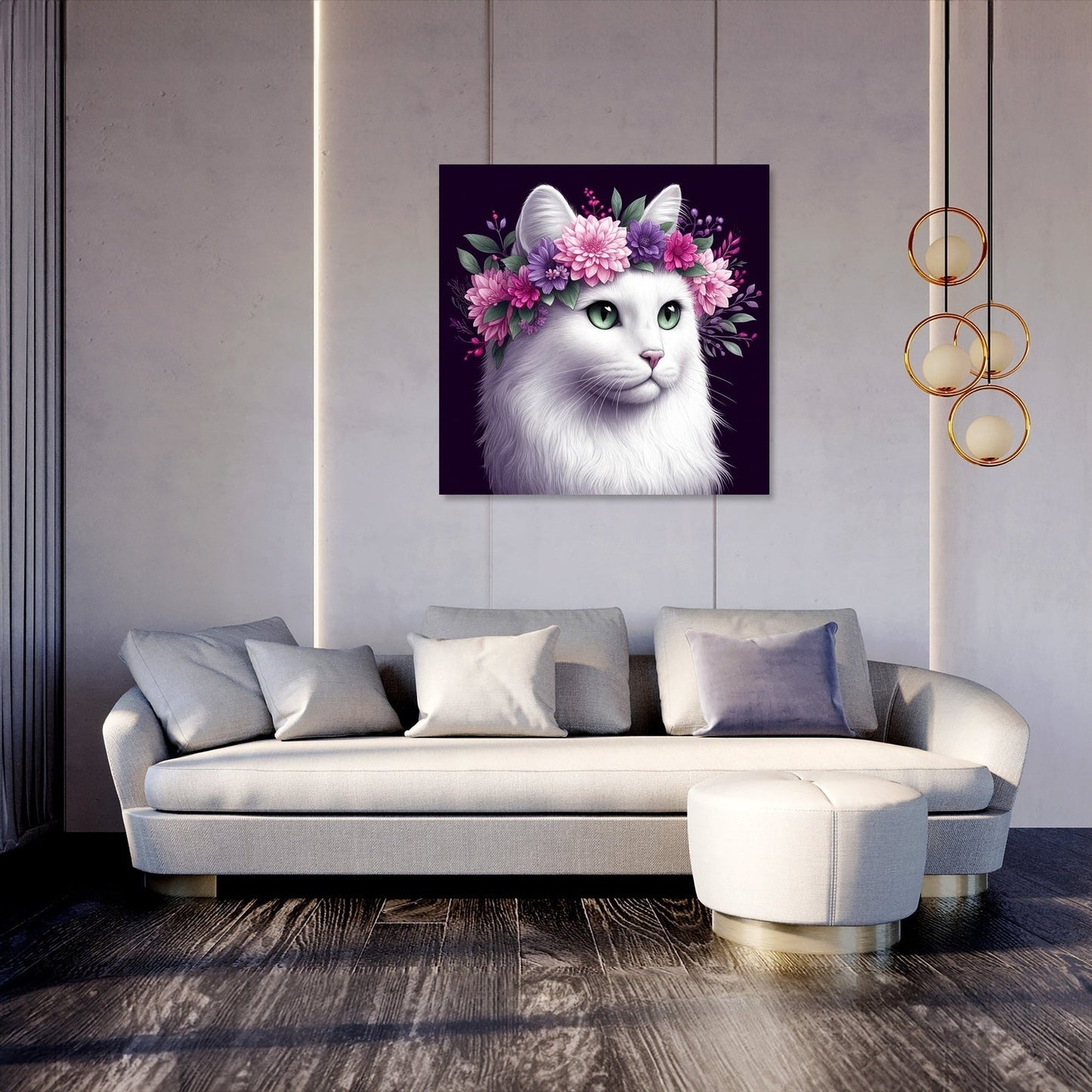 Floral Crown Cat Canvas