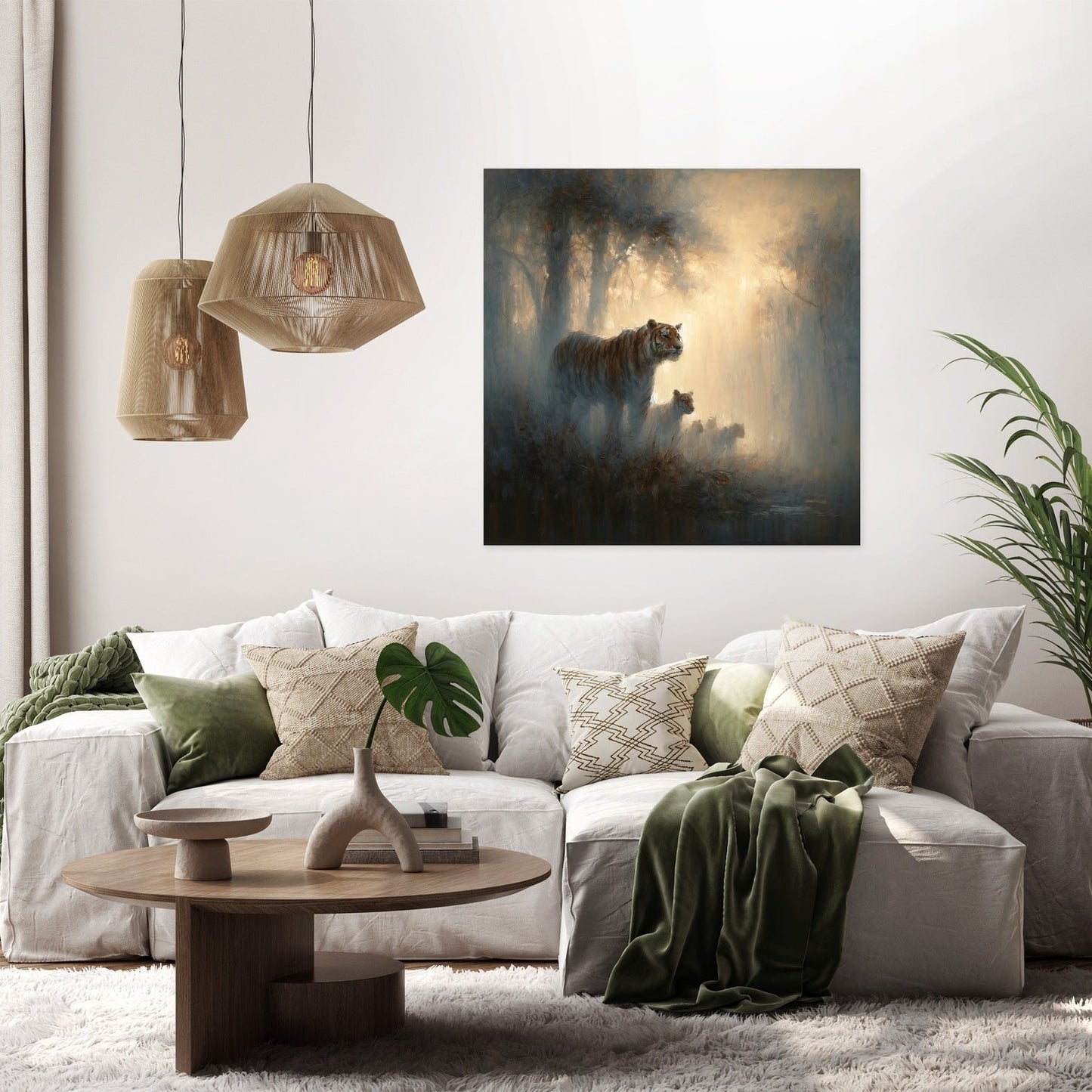 Tigers Family in the Mist Canvas