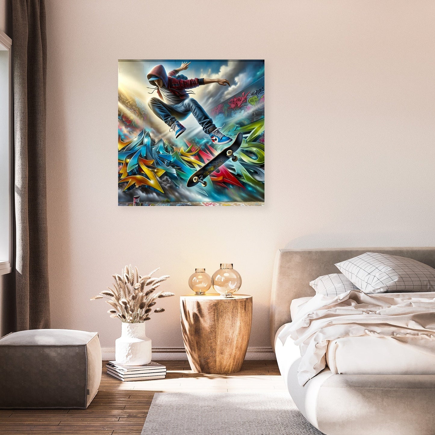 Hyper-Real Graffiti Skate Canvas
