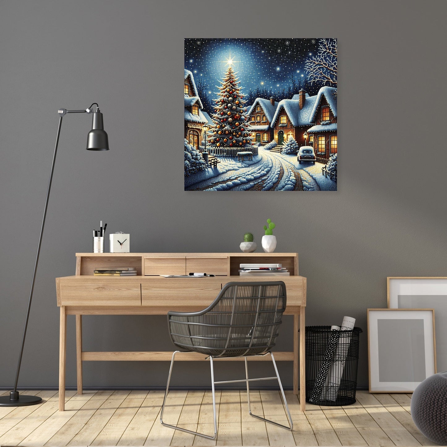 Winter's Melancholy Village Canvas