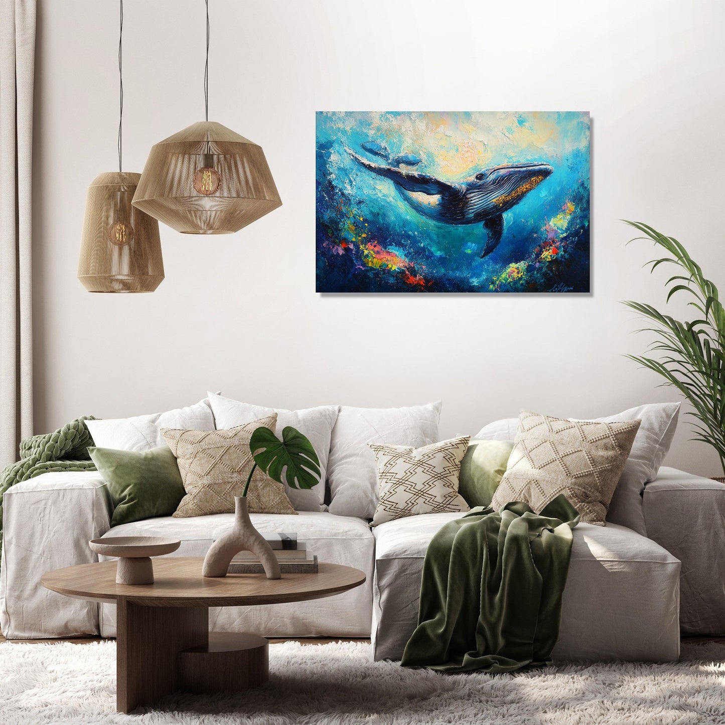 Whales and Coral Canvas