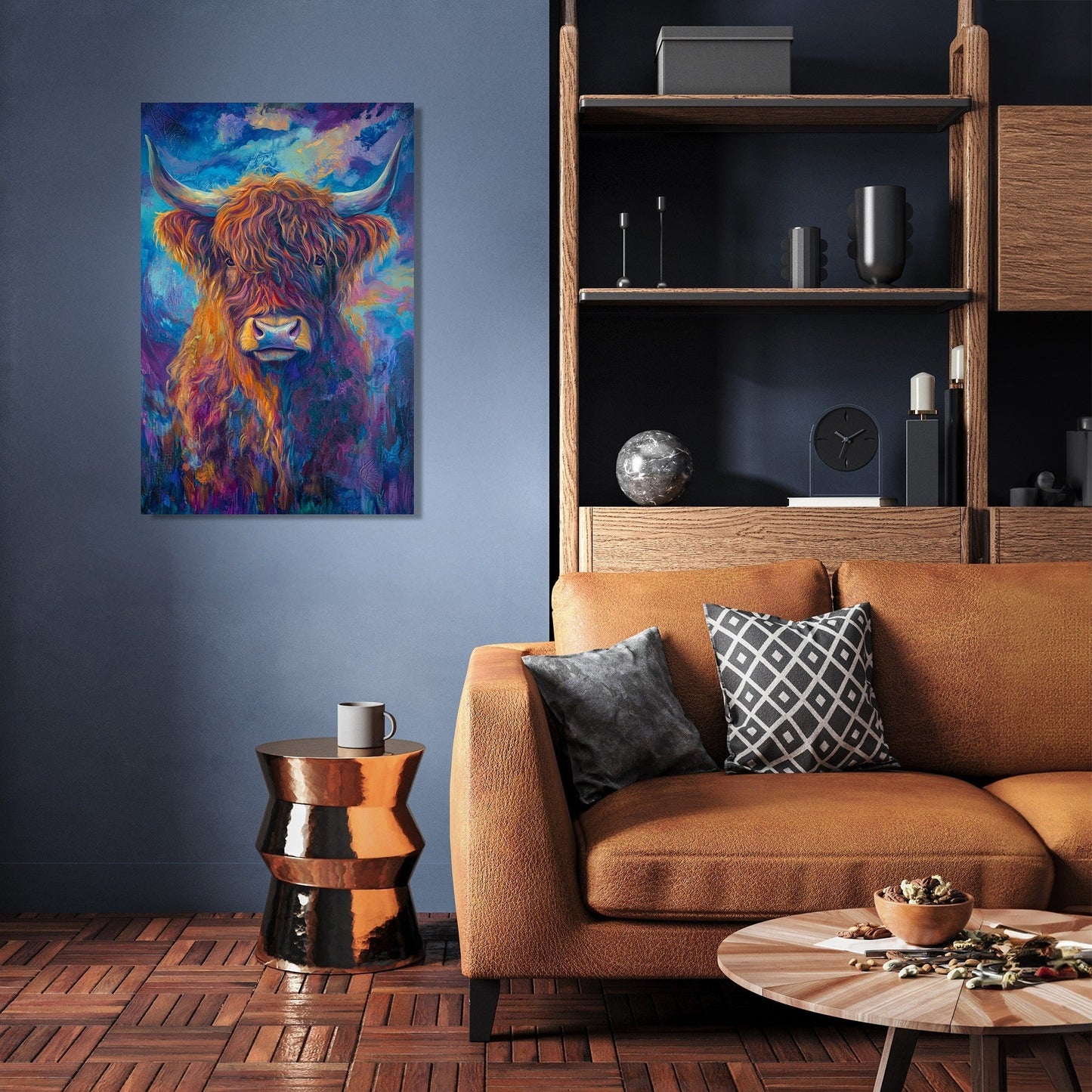 Twilight Highland Cow Canvas