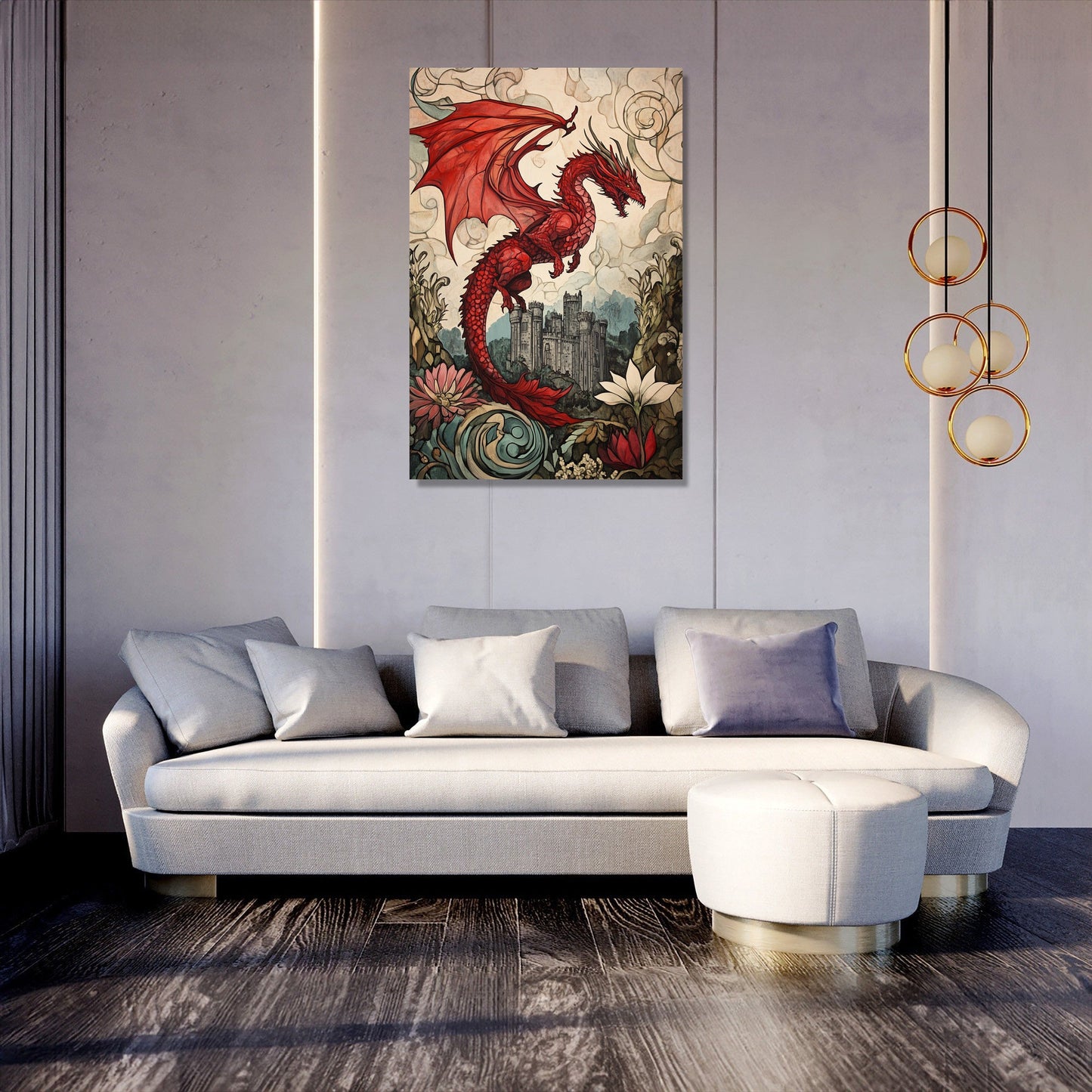 Dragon's Majesty Over Caernarfon Canvas