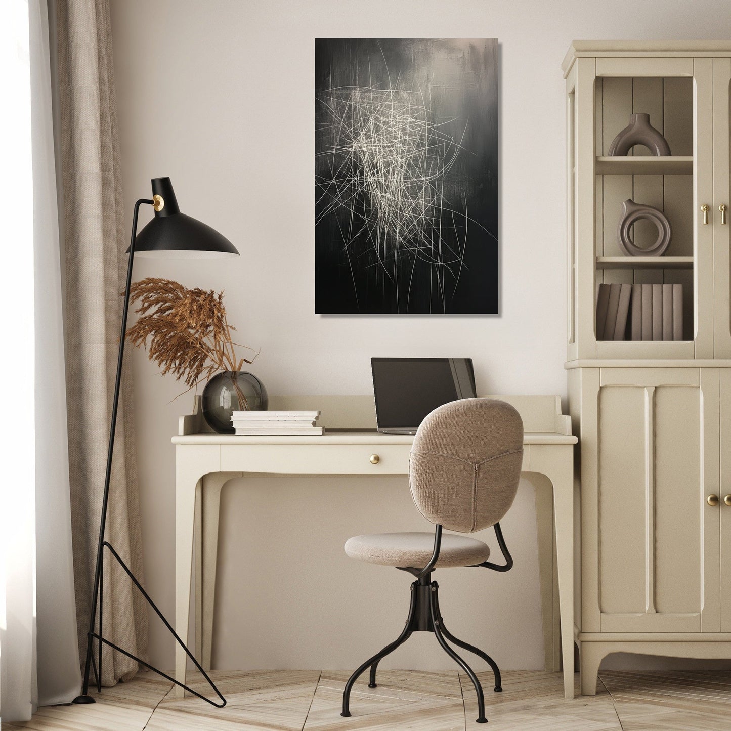 White Lines on Grey Canvas