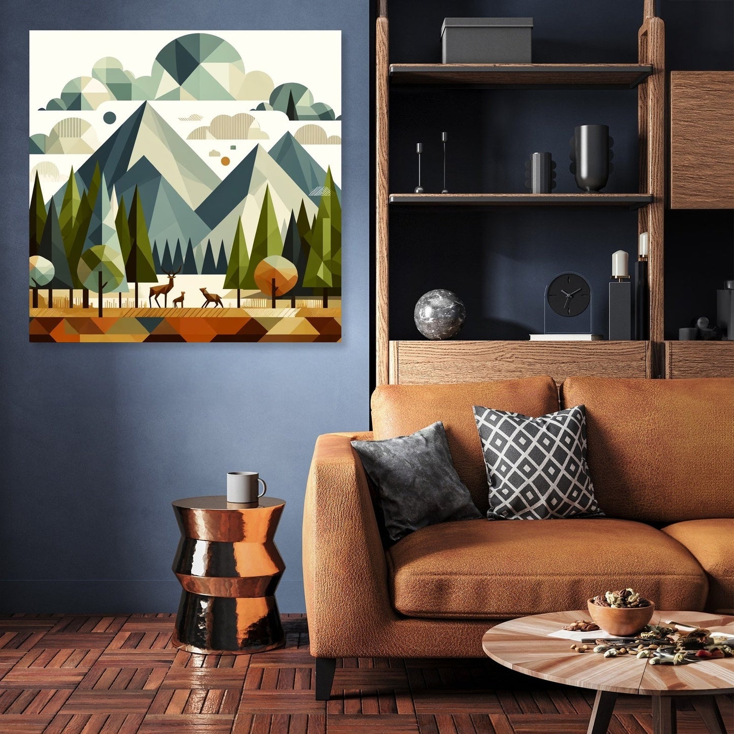 Geometric Forest Harmony Canvas