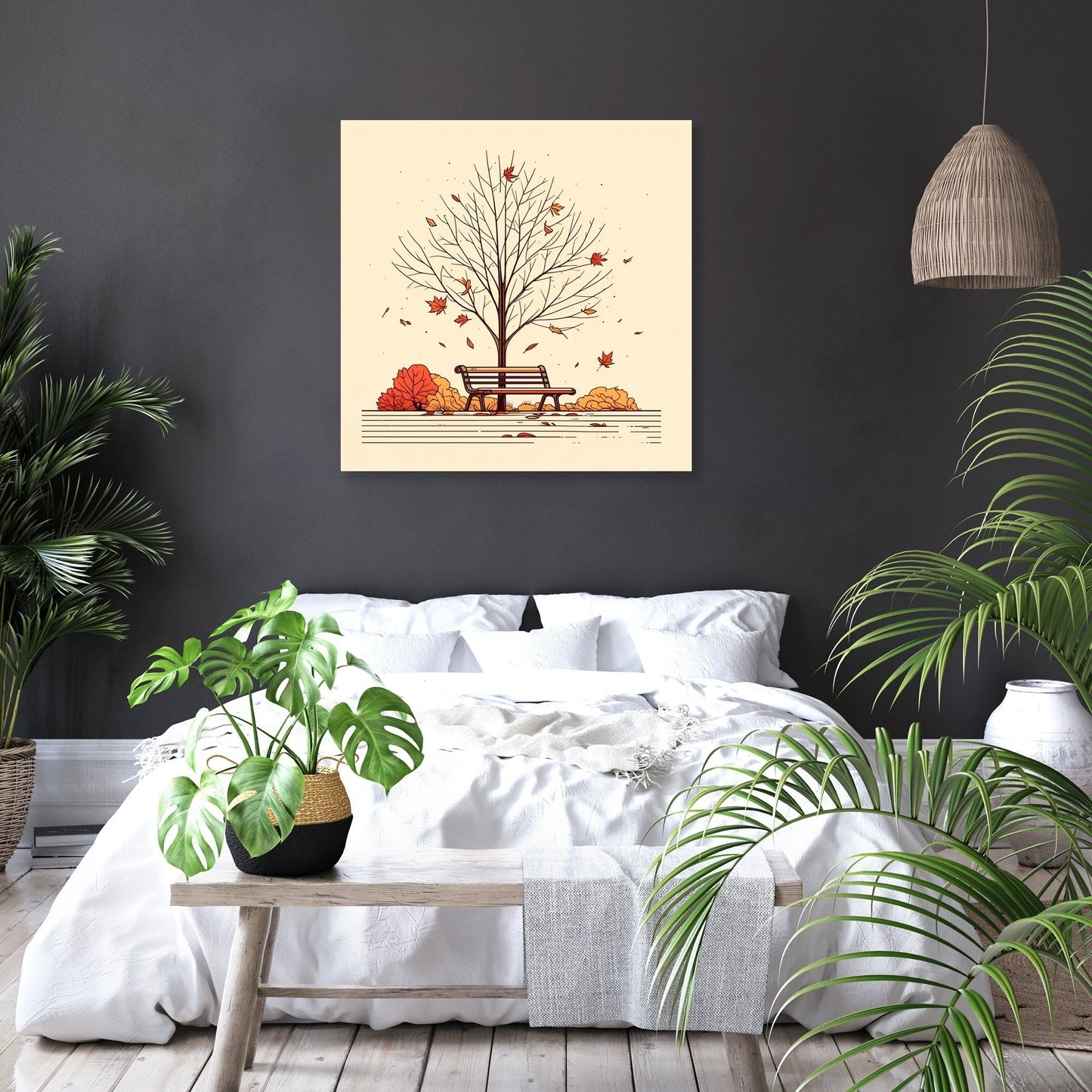 Autumn Park in Warm Colors Canvas