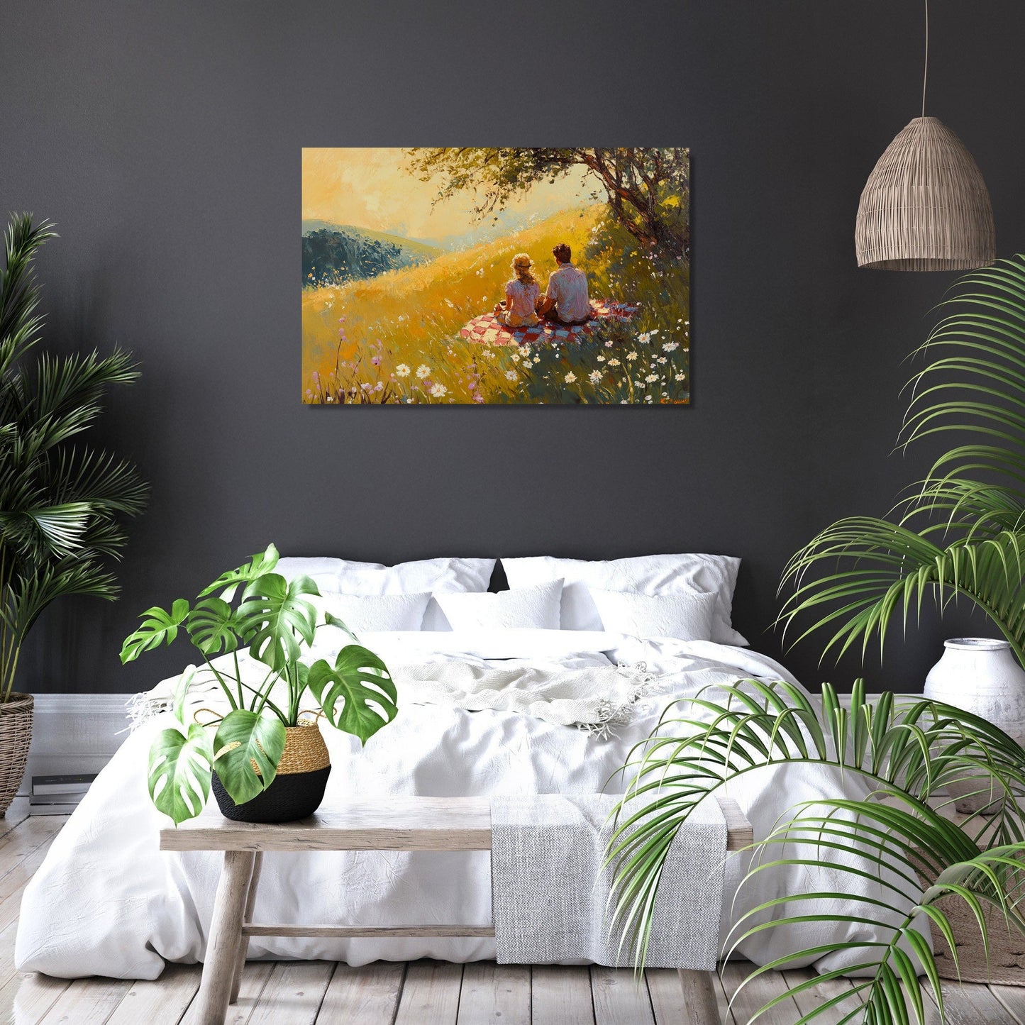 Romantic Meadow Picnic Canvas
