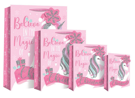 Christmas Gift Bag Large - Unicorn (W265 x H330 x D140 mm)