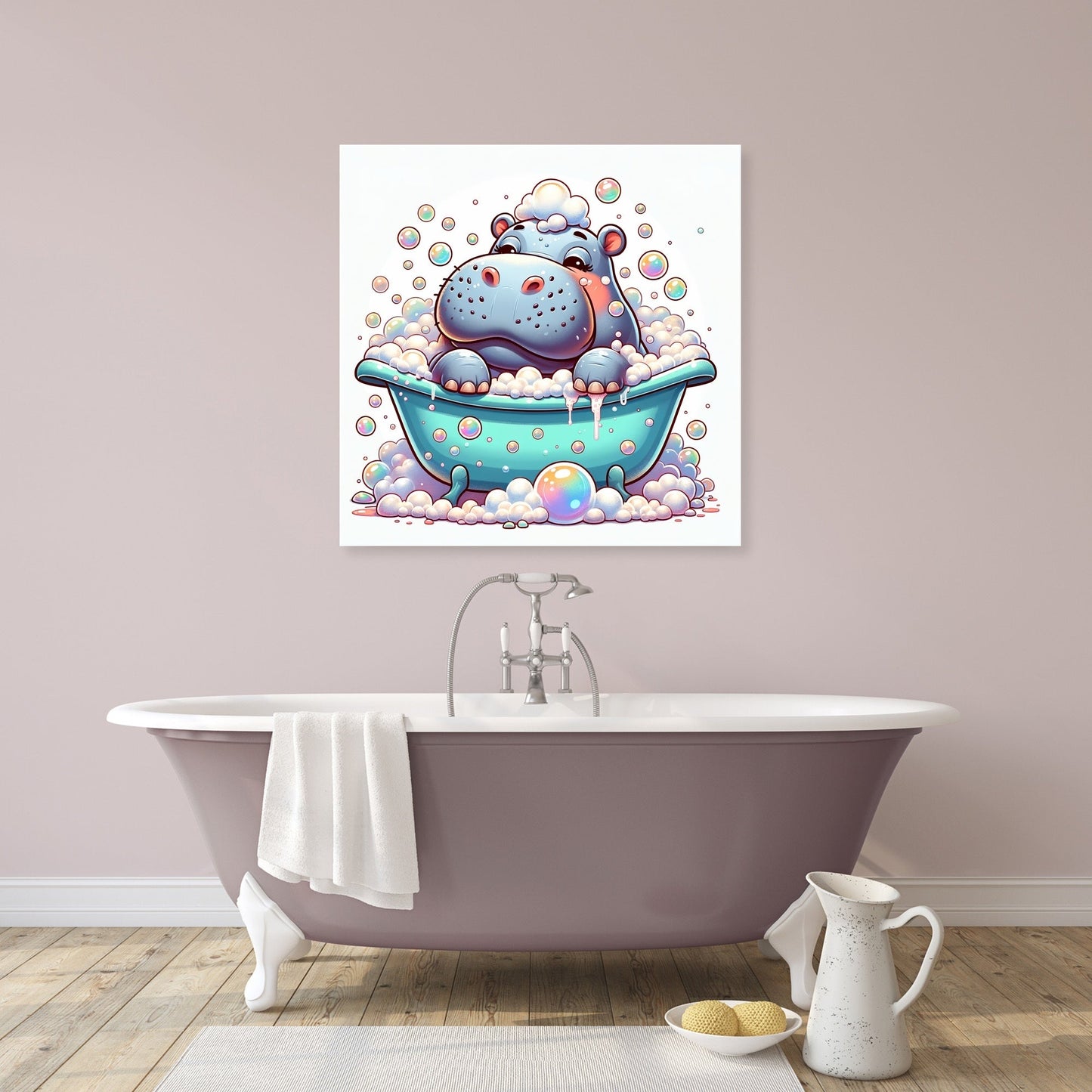 Hippo's Bubble Delight Canvas