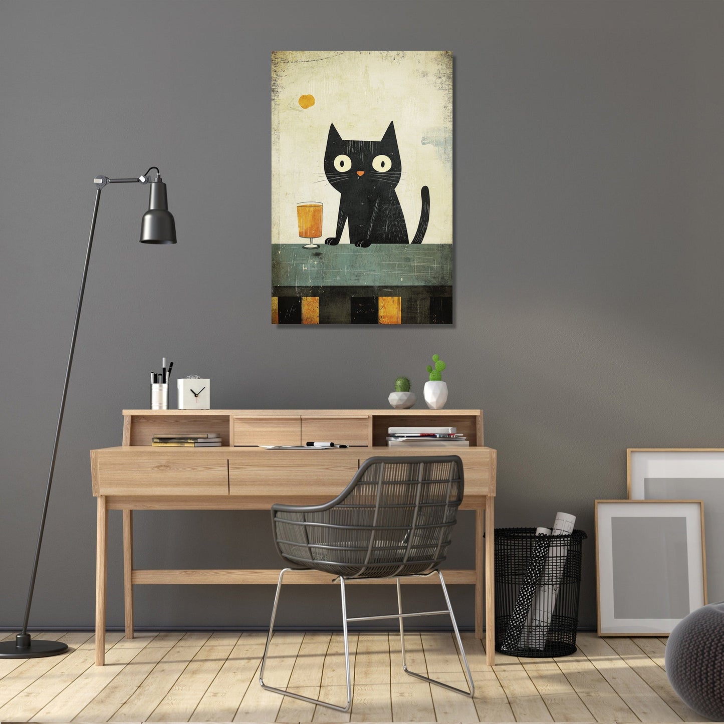 Cat with Drink Canvas