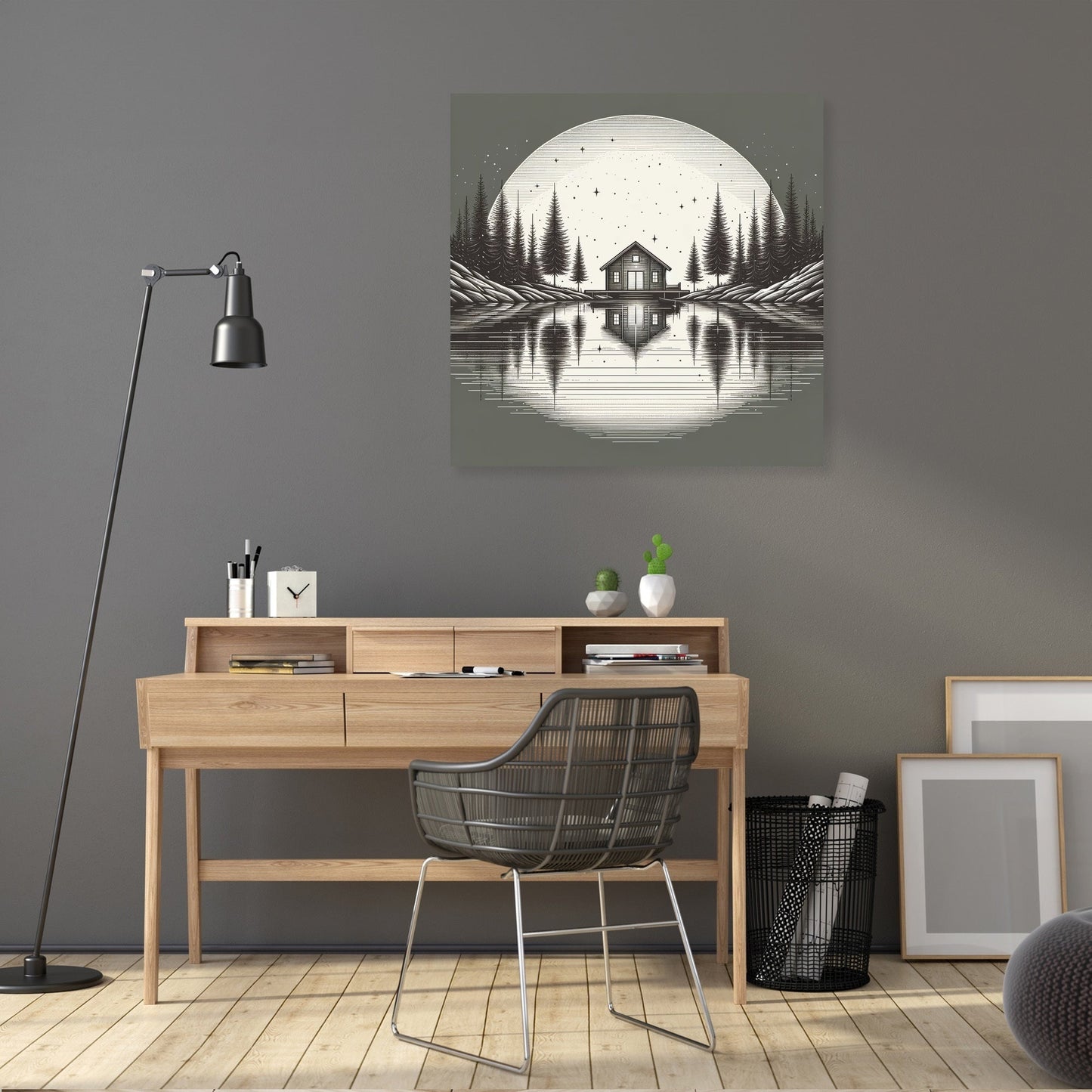 A Peaceful Retreat in Monochrome Canvas
