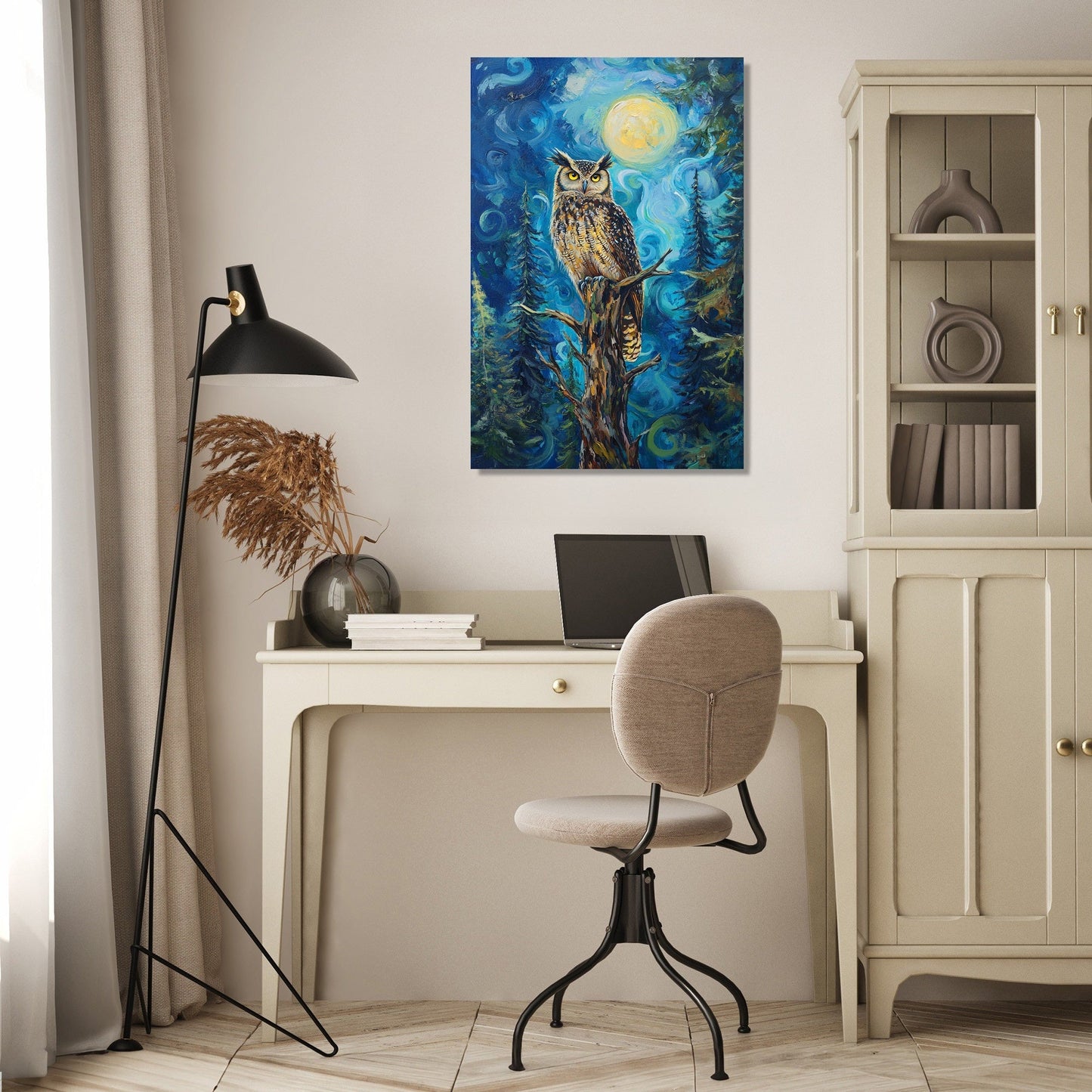 Owl's Midnight Reverie Canvas