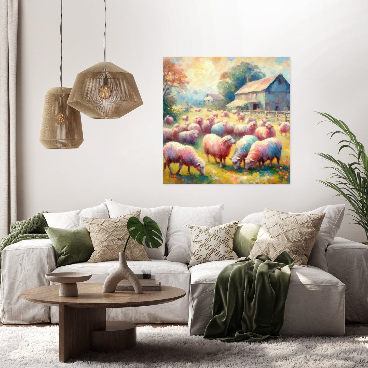 Pastoral Harmony Sheep Canvas