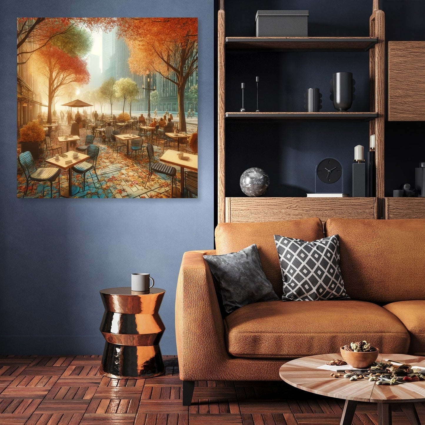 Autumn Morning Cafe Canvas