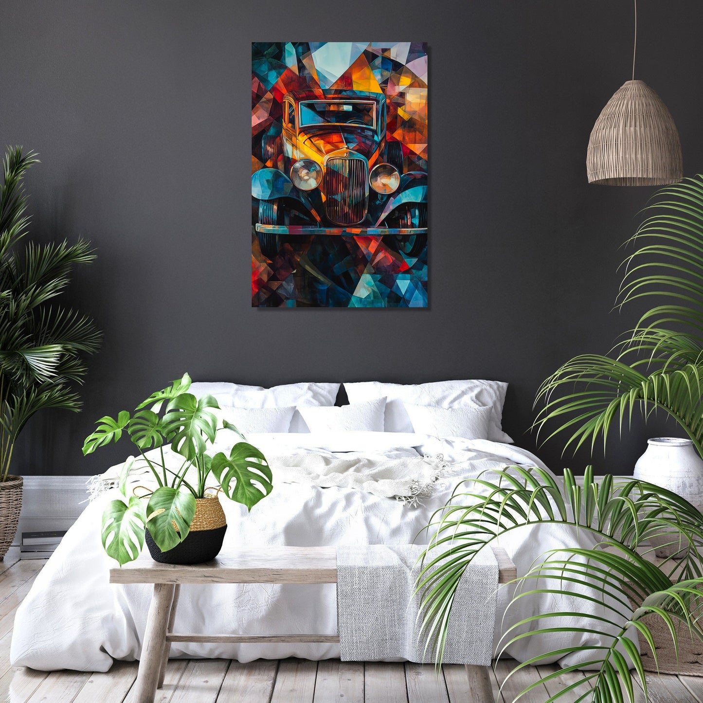 Geometric Vintage Car Canvas