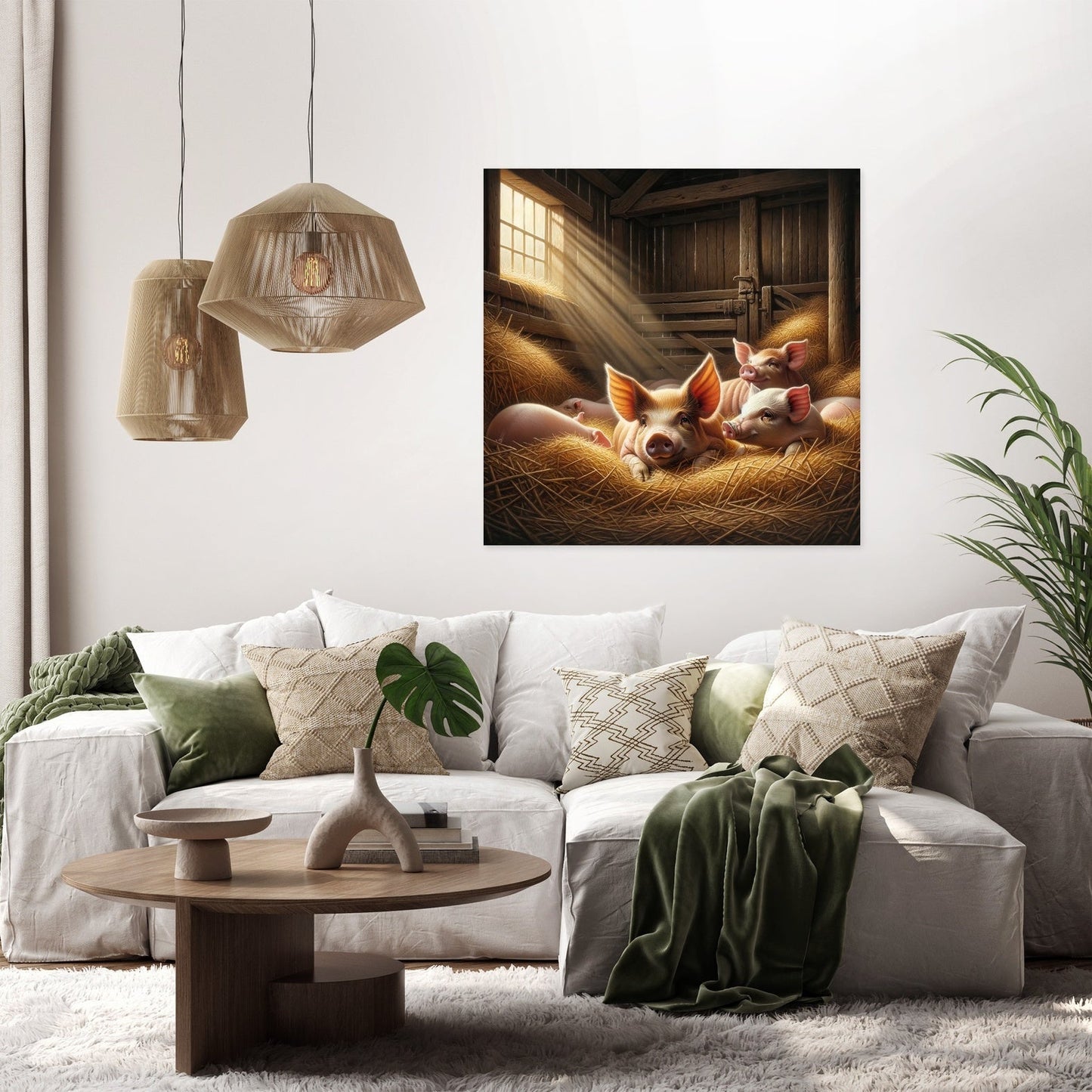 Cozy Barn Pigs Canvas