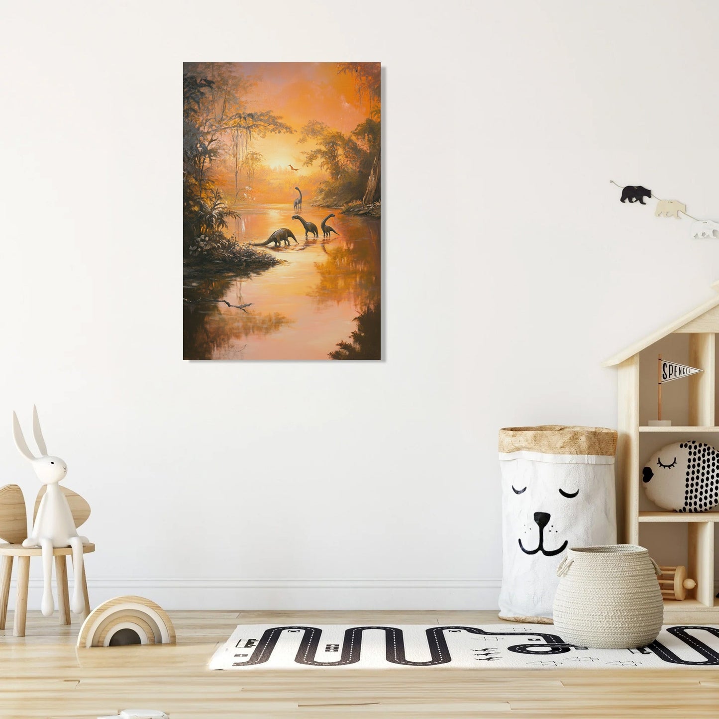 Dinosaurs on Shimmering Canvas