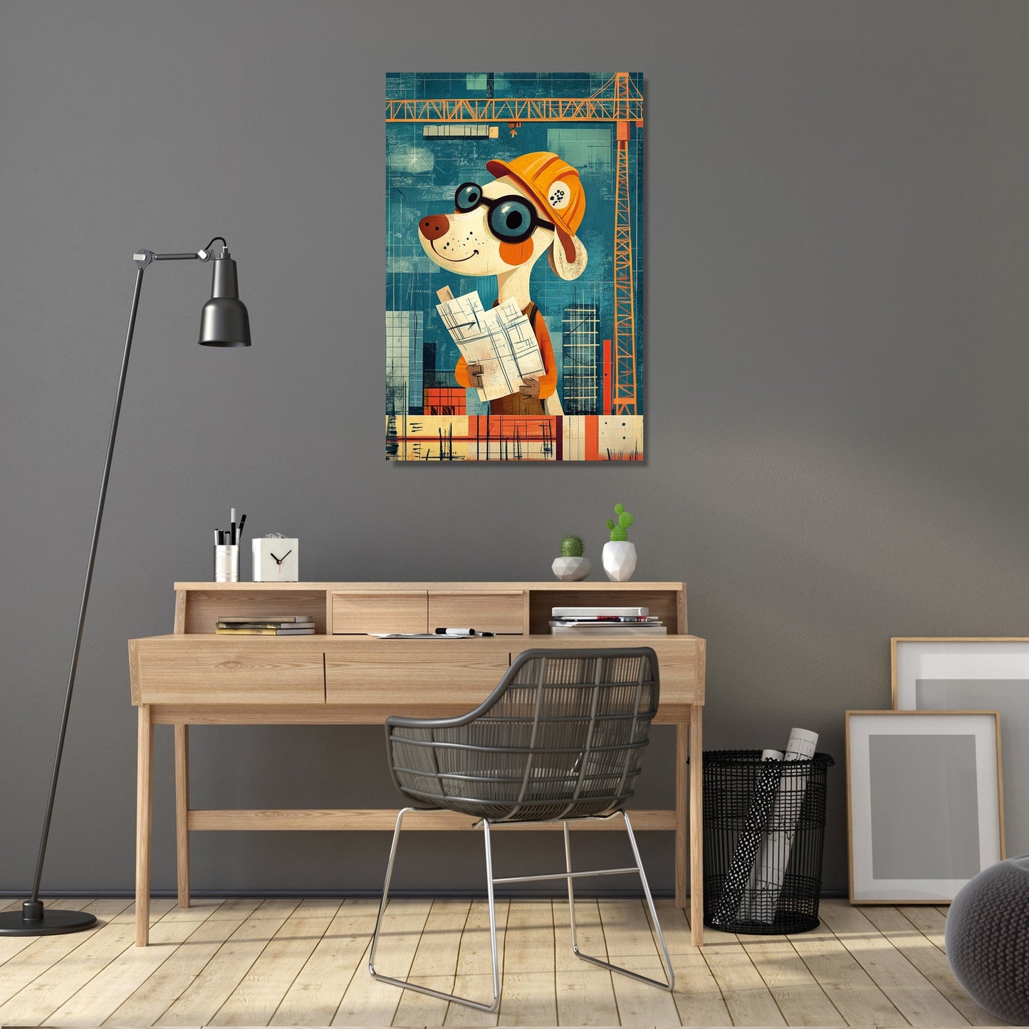 Worker Dog Construction Canvas