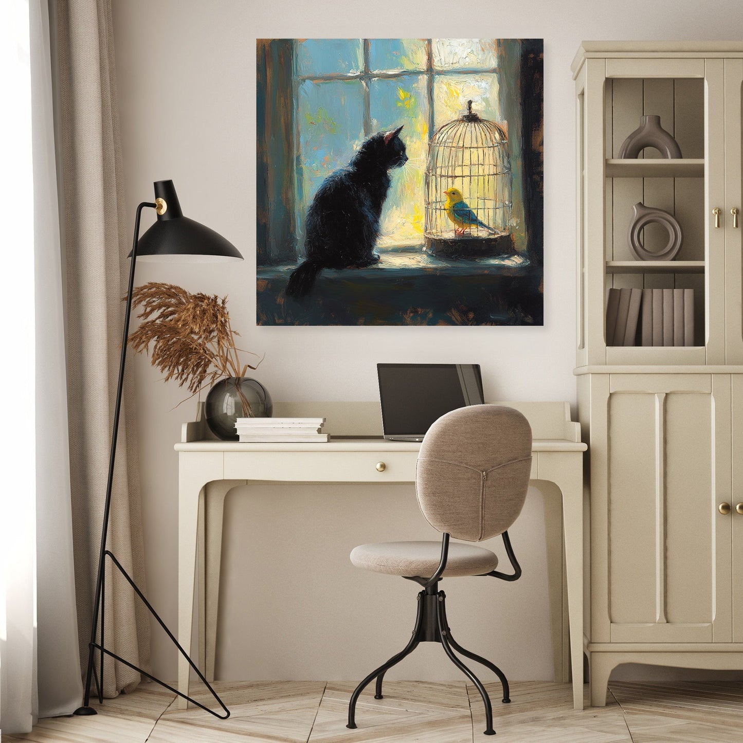 Cat and Canary Standoff Canvas