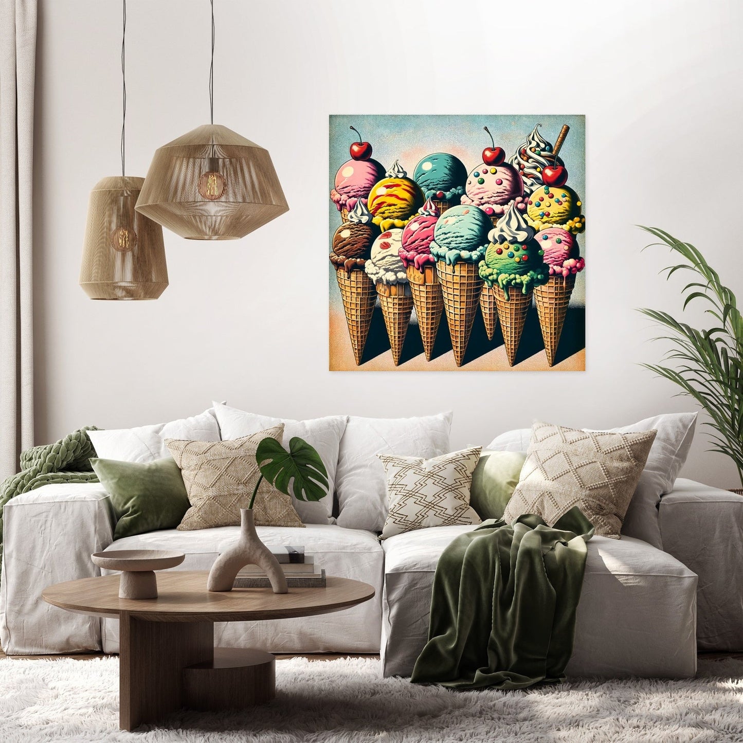 Vintage Pop Ice Cream Delight Canvas