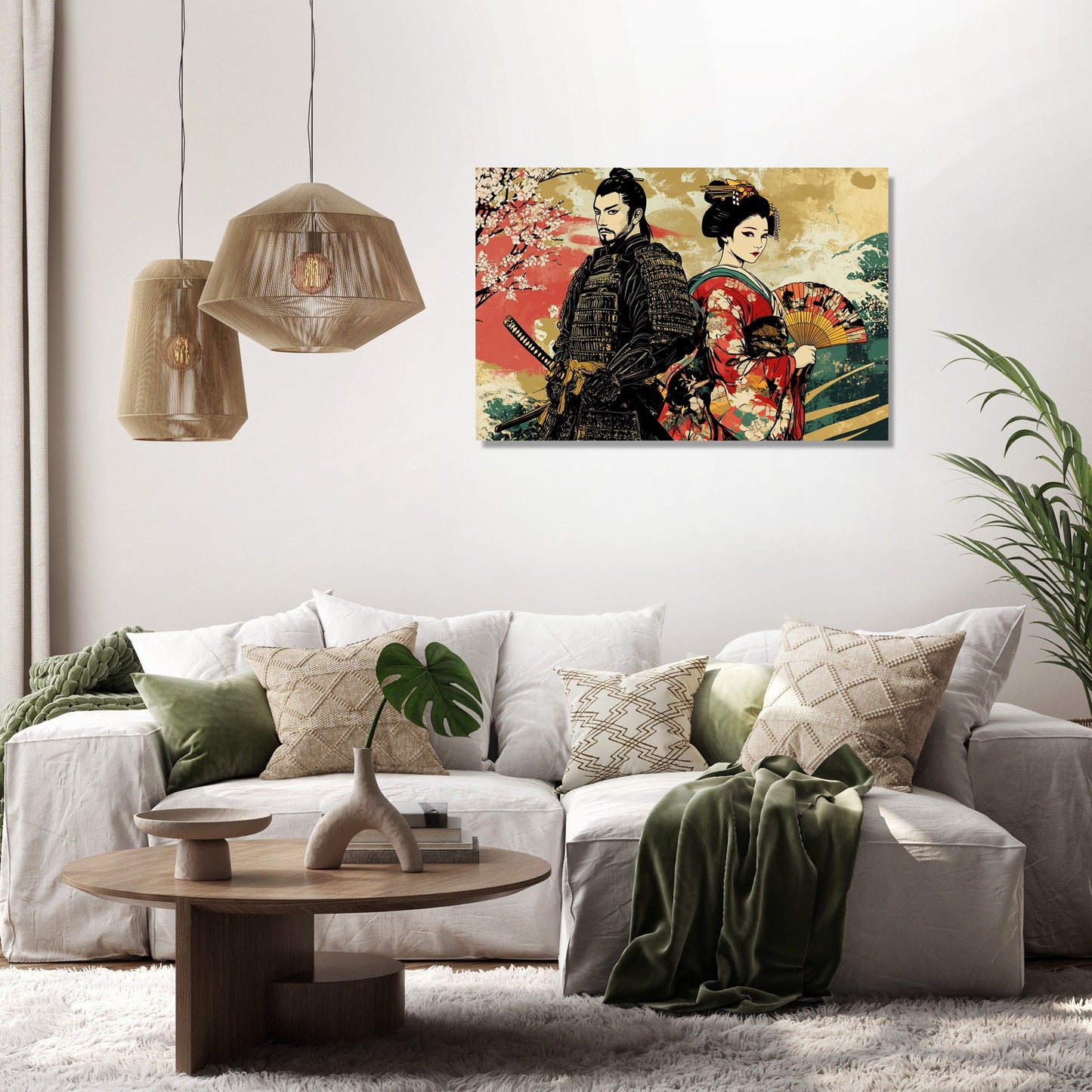 Samurai and Geisha Canvas