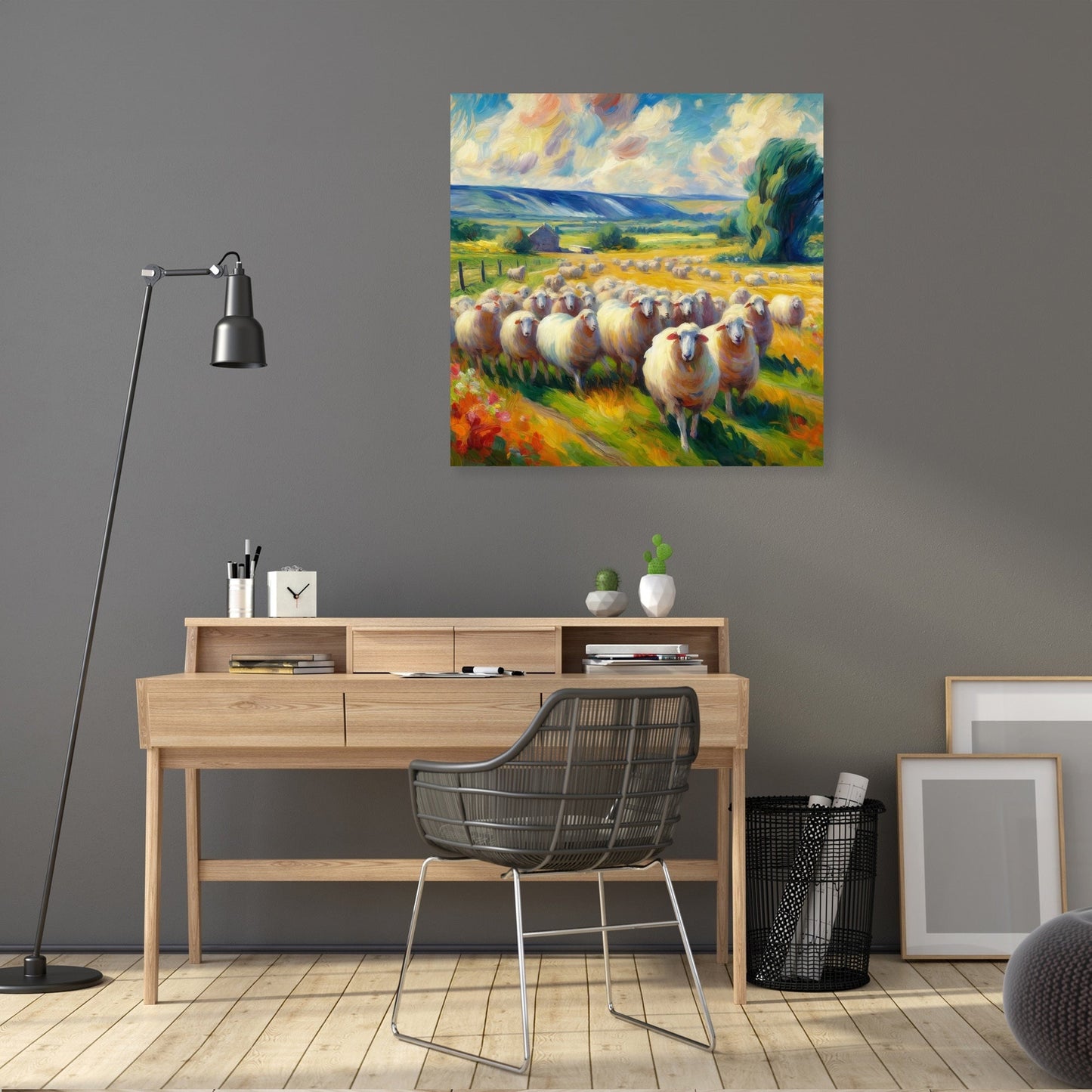 Vivid Pasture Sheep Canvas